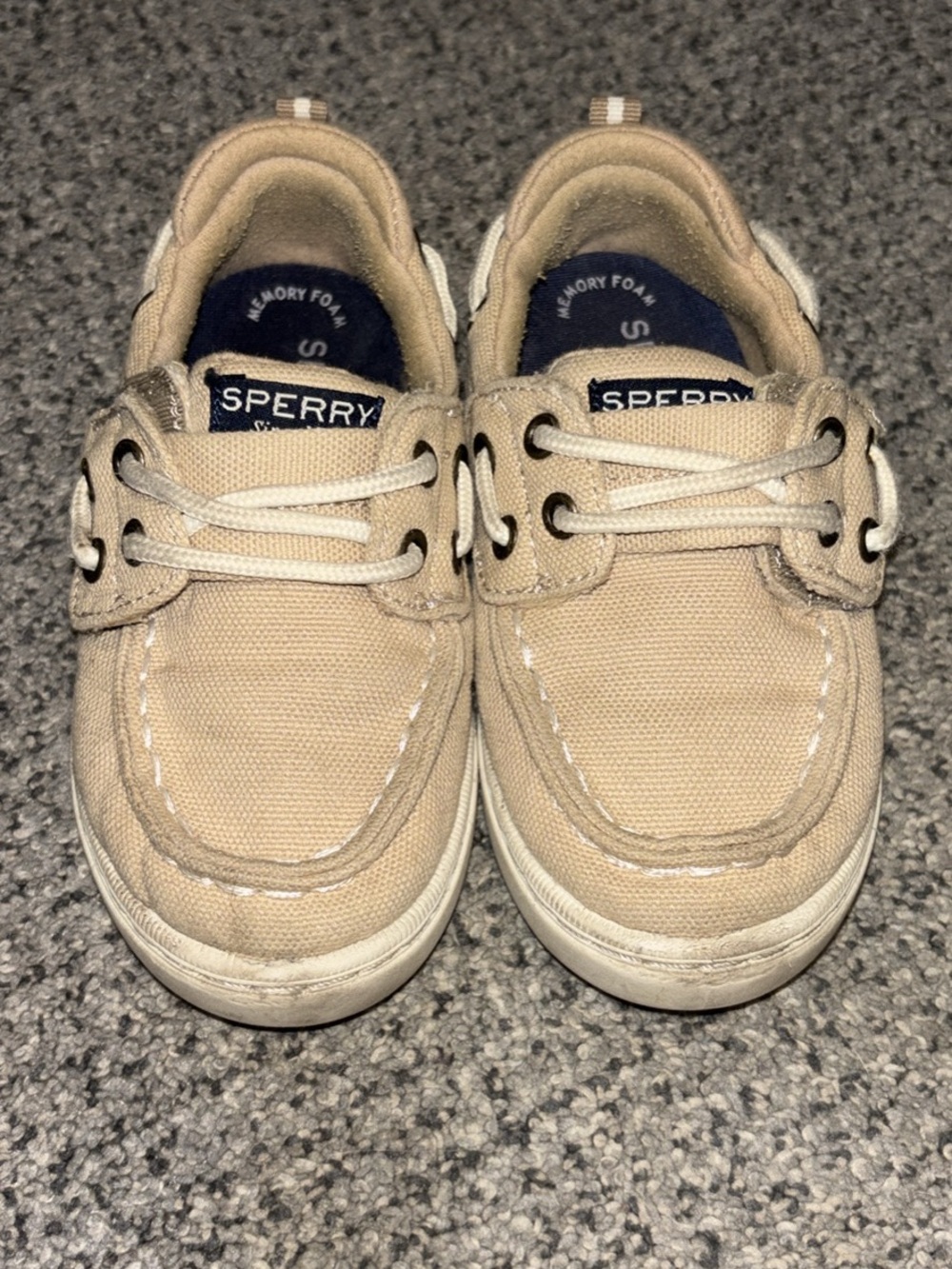 Sperry Kids Tan Canvas Boat Shoe size 8